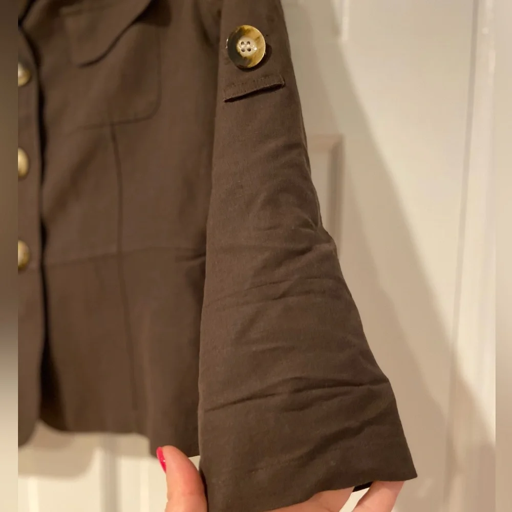 Chaus Dark Brown Utility Safari Jacket Women’s Size 8 Linen Blend - Picture 9 of 11